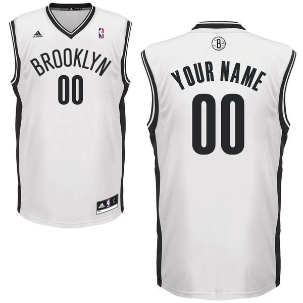 Men Adidas Brooklyn Nets Custom Replica Home White NBA Jersey
